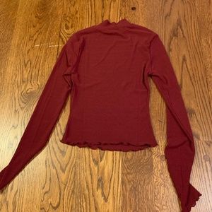 SHEIN Burgundy Frilled Turtleneck